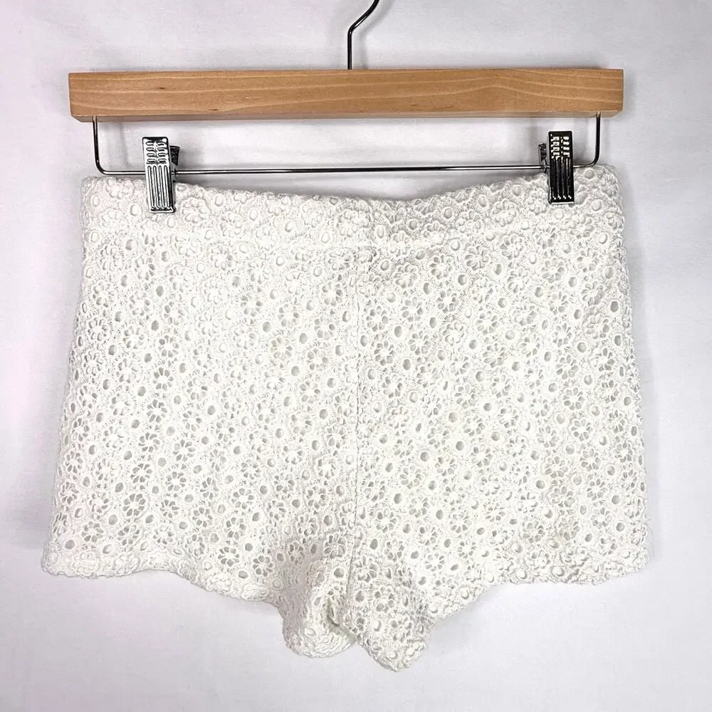 Forever 21 White Eyelet Lace Shorts LG